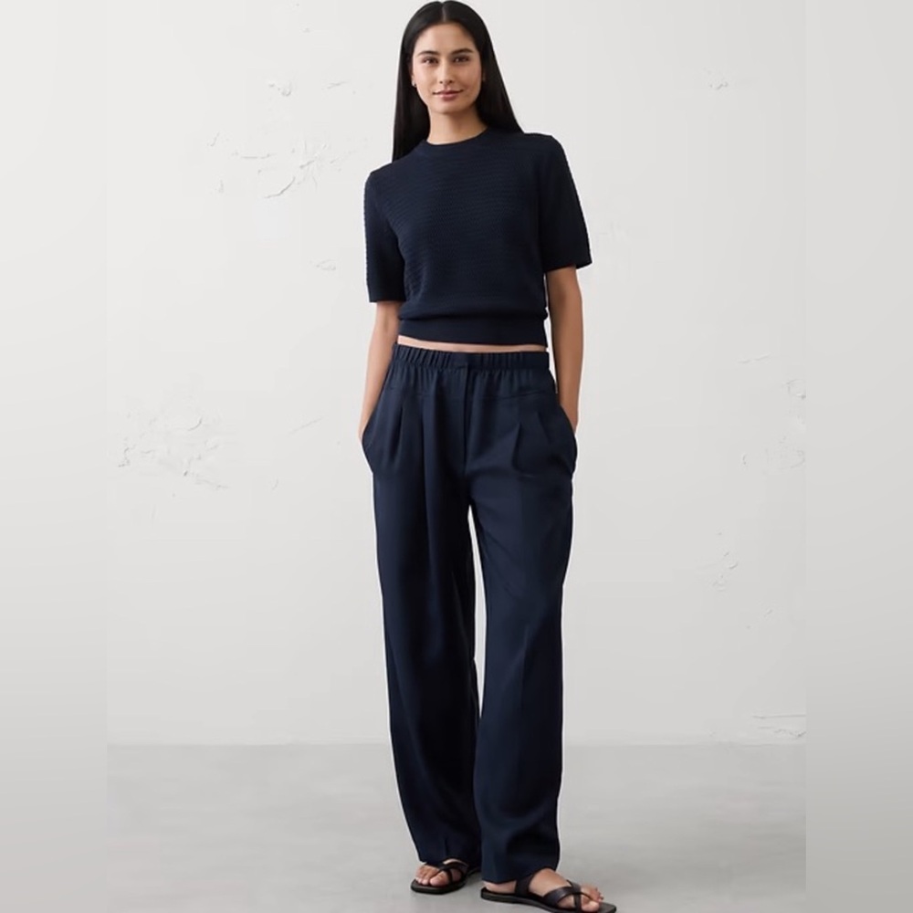 NWT! Banana Republic Straight-Leg Mid-Rise Tencel Pleated Pant 🖤874174